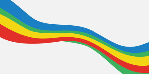 Wavy Colorful Stripes Red Yellow Green and Blue Design Element.