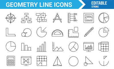 Vector outline geometry symbols for school, drawing, and engineering use