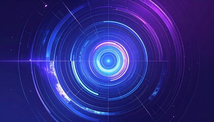 Abstract Digital Futuristic Background Design with Glowing Circular Shapes