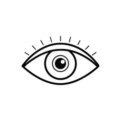 Obraz premium Minimalist black and white line drawing of an open eye