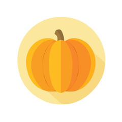 A Minimalistic 2D flat icon featuring a pumpkin Halloween, clean vector design, simple illustration style, isolated on a white background, modern element in vector and EPS format. simple design