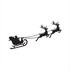 Santa Sleigh Flying Across the Moon – Magical Christmas Night Silhouette Illustration