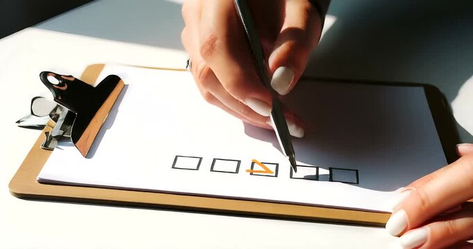 Blank clipboard with checkboxes on a table, ideal for organization and planning