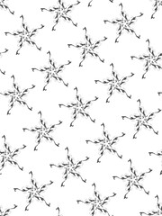 Black and white abstract background pattern with a winter tree silhouette and spring branches illustration