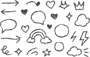 Hand Drawn Chalk Doodle Vector Sketch Icon Set