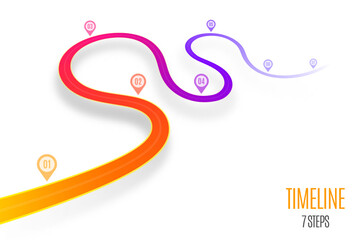 Winding 3d road infographic concept on a white background.