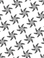 Black and white seamless floral pattern vector design with vintage scroll elements and ornate flower illustrationBlack and white seamless 