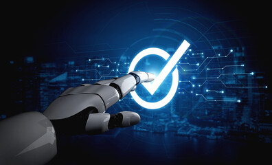 Naklejka na ściany i meble AI powers quality assurance through intelligent control systems, compliance monitoring, and virtual assistants to ensure product excellence. Vouch