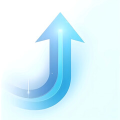 Vector art of blue upward curved arrow on a, symbolizing growth and progress