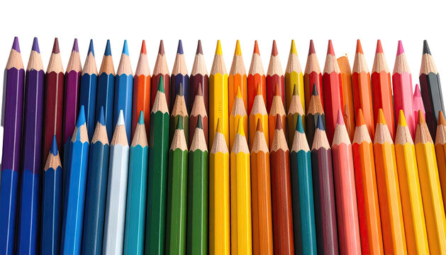 Colorful pencils tightly packed, various hues