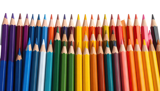 Colorful pencils tightly packed, various hues
