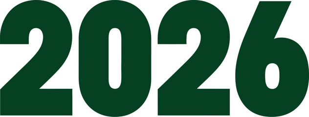 A close up view of the year two thousand and twenty six in a dark green color