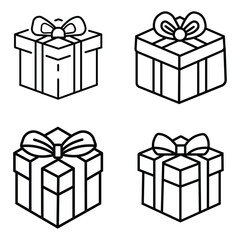 Gift box icon set .  Surprise package. Parcel pack. Isolated gift box on white background.  birthday gift box. Gift and Surprise - Illustration Icons.