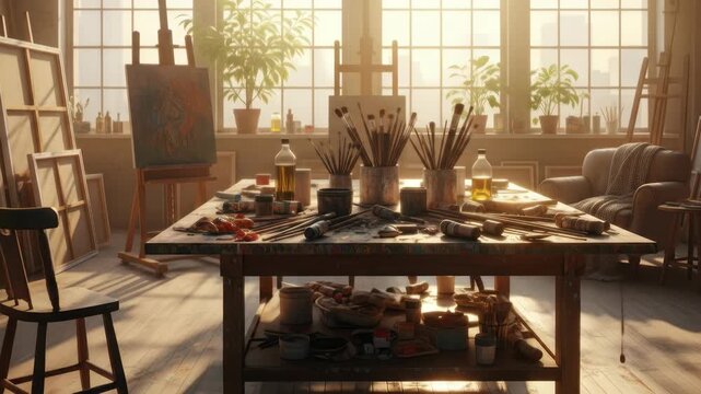 Sunlit Artist's Studio: A Haven of Creativity