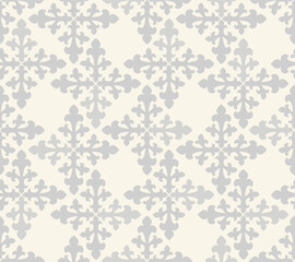 Seamless arabesque minimal abstract organic shapes pattern. Floral geometric brocade texture. Fabric background.