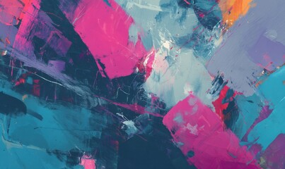 Abstract Expressionist Painting with Bold Brushstrokes and Vibrant Colors.