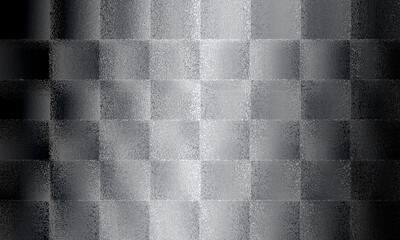 正方形が並び白、黒、灰の色の配色とざらざらの質感で、グラデーション効果もつけてデザインした背景、壁紙、フレーム、テクスチャ