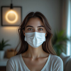 Portrait of a girl in a mask against covid