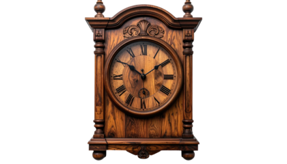 Antique wooden wall clock with ornate details