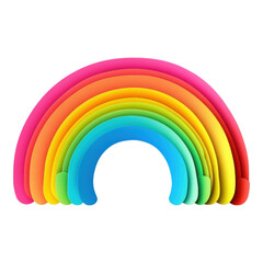 Obraz premium Layered rainbow arc in soft pastel paper style, vibrant colors, playful and cheerful mood, suitable for children, education, or creative design concepts