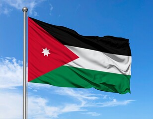 Jordan Flag Waving Against the Blue Sky

