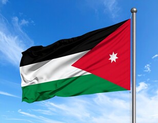 Jordan Flag Waving Against the Blue Sky

