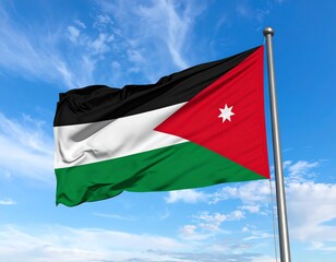 Jordan Flag Waving Against the Blue Sky

