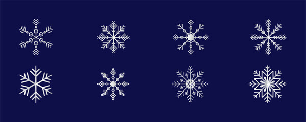 Snowflake, Snowflake Vector Icon Pack – Winter Snowflake Design, Christmas Decoration, Seamless Pattern, Festive Template Set