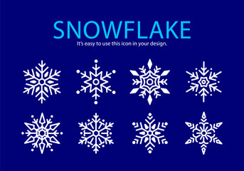 Snowflake, Snowflake Vector Icon Pack – Winter Snowflake Design, Christmas Decoration, Seamless Pattern, Festive Template Set