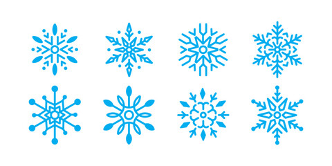 Snowflake, Snowflake Vector Icon Pack – Winter Snowflake Design, Christmas Decoration, Seamless Pattern, Festive Template Set