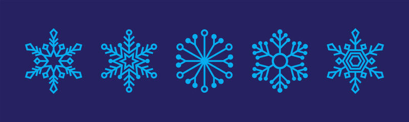Snowflake, Snowflake Vector Icon Pack – Winter Snowflake Design, Christmas Decoration, Seamless Pattern, Festive Template Set