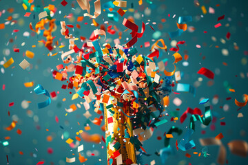 A confetti-filled party popper exploding in a burst of excitement, capturing the jubilant energy of a birthday celebration.