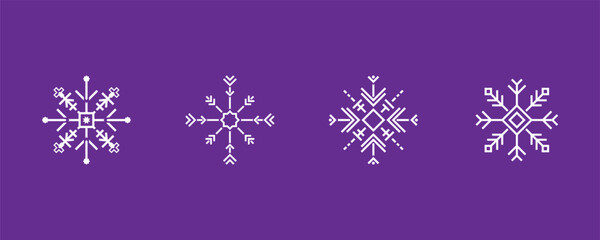 Snowflake, Snowflake Vector Icon Pack – Winter Snowflake Design, Christmas Decoration, Seamless Pattern, Festive Template Set