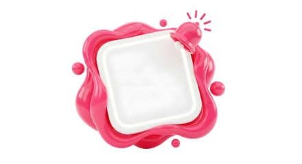 Abstract pink blob surrounding white rectangular shape isolated on transparent background