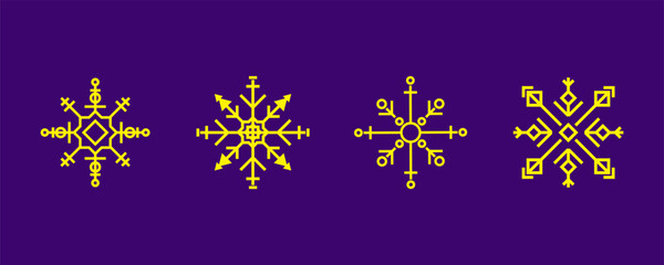 Snowflake, Snowflake Vector Icon Pack – Winter Snowflake Design, Christmas Decoration, Seamless Pattern, Festive Template Set