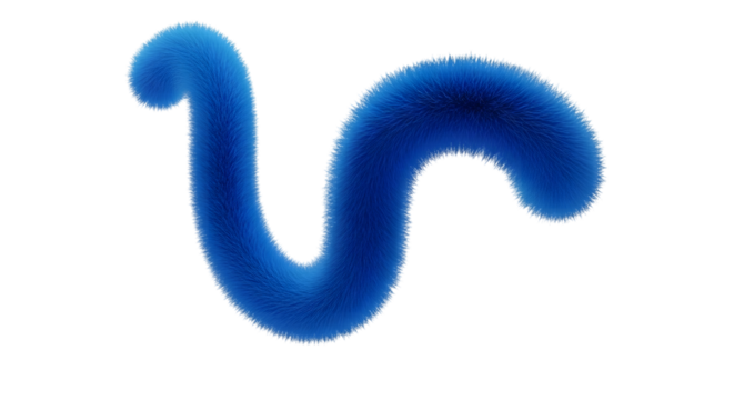 Abstract blue curved shape with fuzzy texture isolated on transparent background - Powered by Adobe
