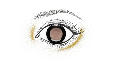 Fototapeta premium matte eye shadow embedded in a black and white doodle illustration