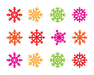 Snowflake, Snowflake Vector Icon Pack – Winter Snowflake Design, Christmas Decoration, Seamless Pattern, Festive Template Set