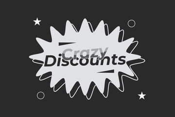CrazyDiscounts offer sale tag design vector badge label template
