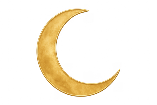 Golden crescent moon symbol for islamic celebration