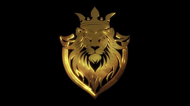 Gold King Lion Head Logo Pack &ndash; 4 Glowing Intro Reveal Animations + 1 Loop in 4K