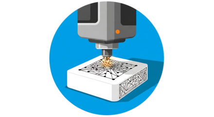 Vector art of automated machine scanning a qr code on a product