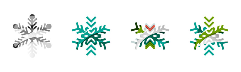 Snowflake, Snowflake Vector Icon Pack – Winter Snowflake Design, Christmas Decoration, Seamless Pattern, Festive Template Set