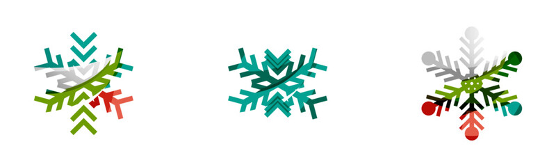 Snowflake, Snowflake Vector Icon Pack – Winter Snowflake Design, Christmas Decoration, Seamless Pattern, Festive Template Set