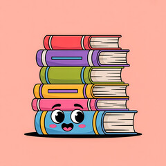 Cute Cartoon Stack of Books