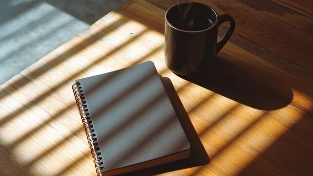 Minimal productivity desk with a single focus object on a neutral surface; soft natural light, clean composition and copy space; seamless loop for lifestyle and productivity headers