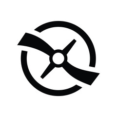 Fototapeta premium Vector art of black and white propeller drawing