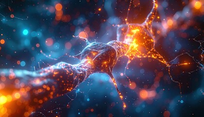 Glowing neural network visualization with complex connections