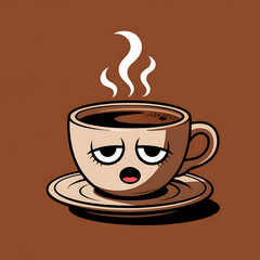 Sleepy Coffee Cup Cartoon