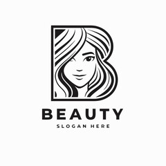 Elegant beauty logo featuring a womans face within the letter b, isolated on white background for versatile applications